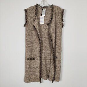 Cocogio Italian Knit Fringe Vest One Size Cotton Bohemian Old Money Quiet Luxury